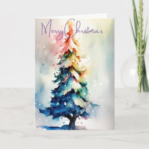 Handgemalter leuchtender Wasserfarben-Weihnachtsba Karte