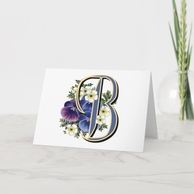 Handgemalter Pansy IInitial - B (Vorderseite)