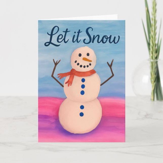 Handgemalter Schneemann als Weihnachtsgruß Karte (Vorderseite)