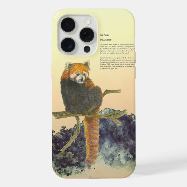 Handgemalter süßer Roter Panda iPhone Hülle (Rückseite)