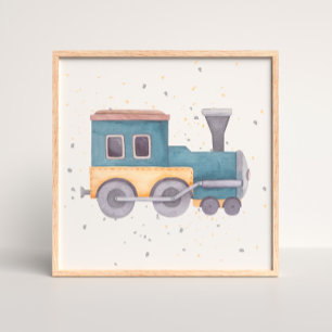 Handgemalter Zug Baby Jungen Kinderzimmer Poster