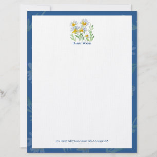 Handgemaltes Aquarell-Blumenmuster-Briefkopf Briefbogen