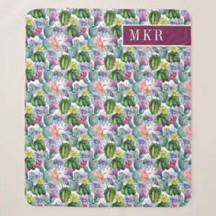 Handgemaltes Aquarell-Kaktus-Muster Sherpadecke