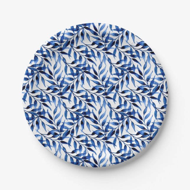 Handgemaltes Aquarell-Tinten-Muster Pappteller (Vorderseite)