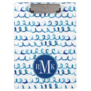 Handgemaltes blaues Aquarell-gewelltes Profil Klemmbrett