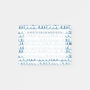 Handgemaltes blaues Aquarell-gewelltes Profil Post-it Klebezettel