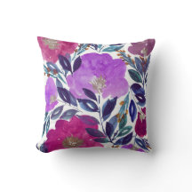 handgemaltes Blumenkissen des Watercolor