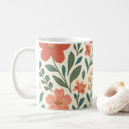 Handgemaltes Blumenmuster – Farbige Botanik Kaffeetasse