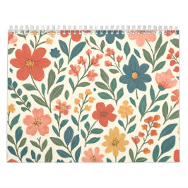Handgemaltes Blumenmuster – Farbige Botanik Kalender