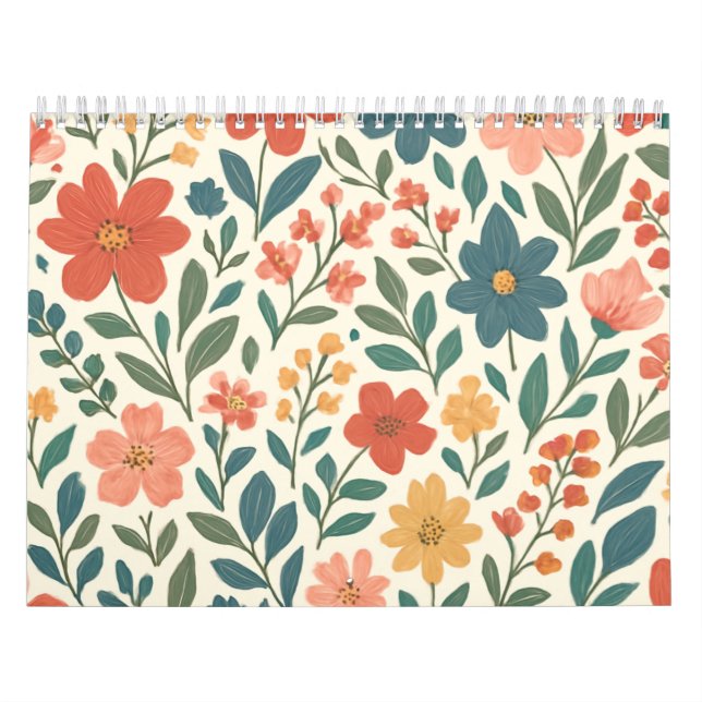Handgemaltes Blumenmuster – Farbige Botanik  Kalender (Titelbild)