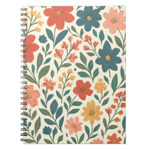 Handgemaltes Blumenmuster – Farbige Botanik Notizblock