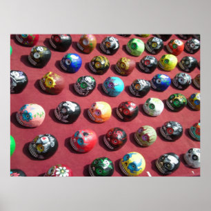 Handgemaltes buntes Schädel-Plakat Poster