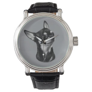 Handgemaltes Chihuahua-Porträt - Geschenk für Hund Armbanduhr