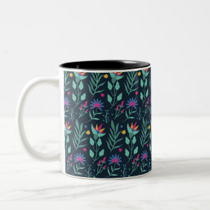 Handgemaltes exotisches Blumenmuster-23206 Zweifarbige Tasse