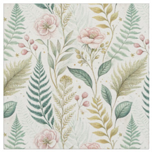 Handgemaltes Rosé-Blumen-Botanisches Blumenmuster Stoff