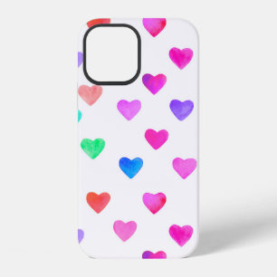 handgemaltes Wasserfarben-Herzen-Muster Valentinst iPhone 12 Hülle