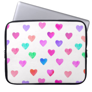 handgemaltes Wasserfarben-Herzen-Muster Valentinst Laptopschutzhülle