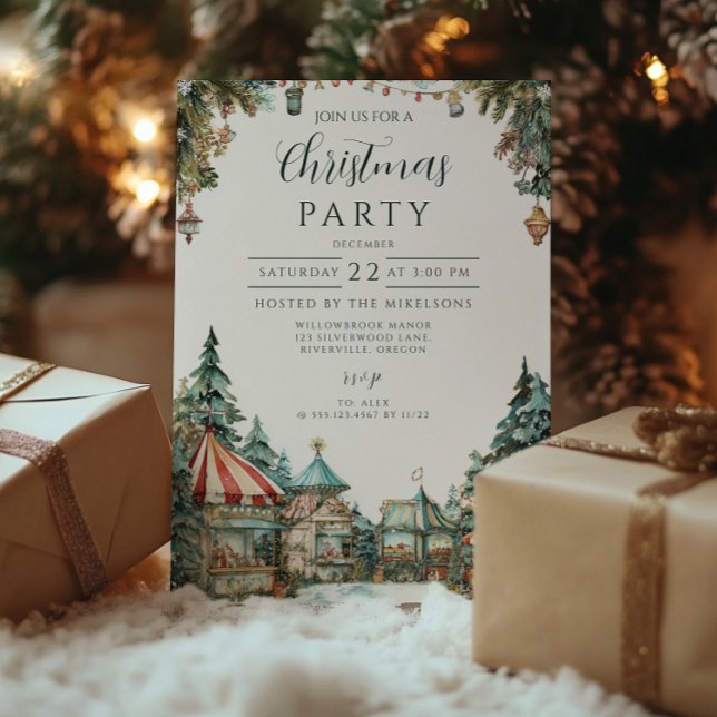 Handgemaltes Winterdorf Einladung (Von Creator hochgeladen)