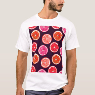 Handgemaltes Zitrusmuster auf dunklem Hintergrund T-Shirt