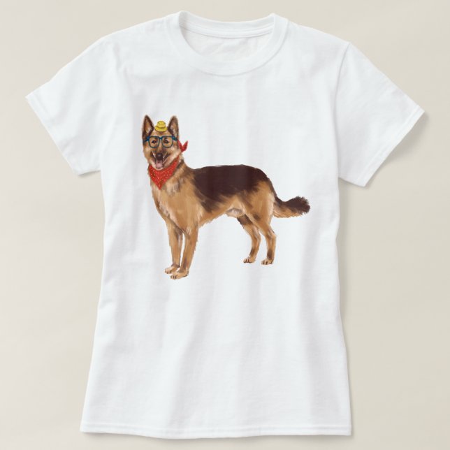 Handgemälzter deutscher Schäferhund T-Shirt (Design vorne)