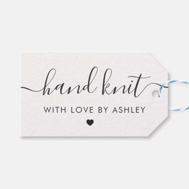 Handgepackter Strick mit Liebe, handgemachte Gesch Geschenkanhänger (Vorderseite (Horizontal))