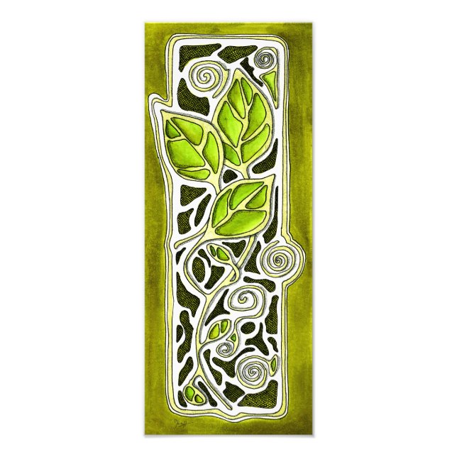 Handgeschnitzte Blätter in Grün Fotodruck (Vorne)