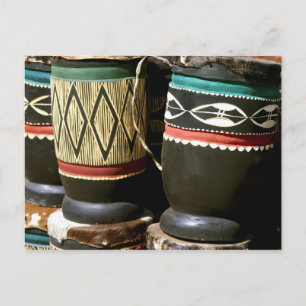 Handgeschnitzte Trommeln, Livingston, Sambia Postkarte