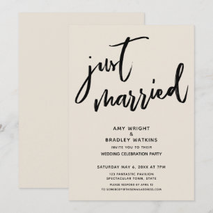 Handgeschrieben Frisch Vermählt Creme Hochzeitsemp Einladung