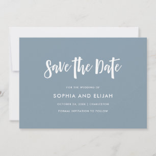 Handgeschrieben und modern   Dusty Blue mit Foto Save The Date