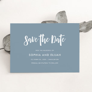 Handgeschrieben und modern   Dusty Blue Save The Date