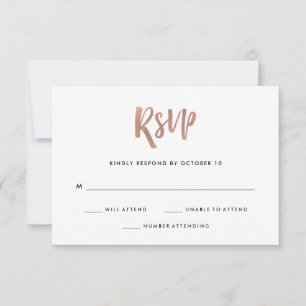 Handgeschrieben und modern Imitats Rose Gold Wed RSVP Karte