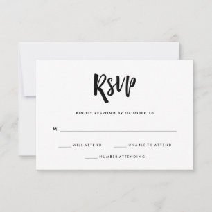 Handgeschrieben und modern Schwarz-Weiß-Hochzeit RSVP Karte