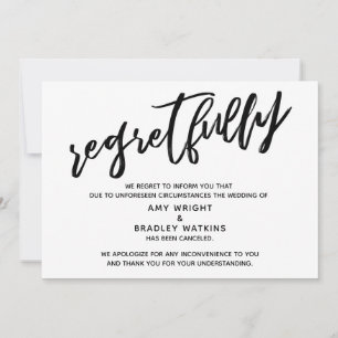 Handgeschriebene Absage der Hochzeitsankündigung m Einladung