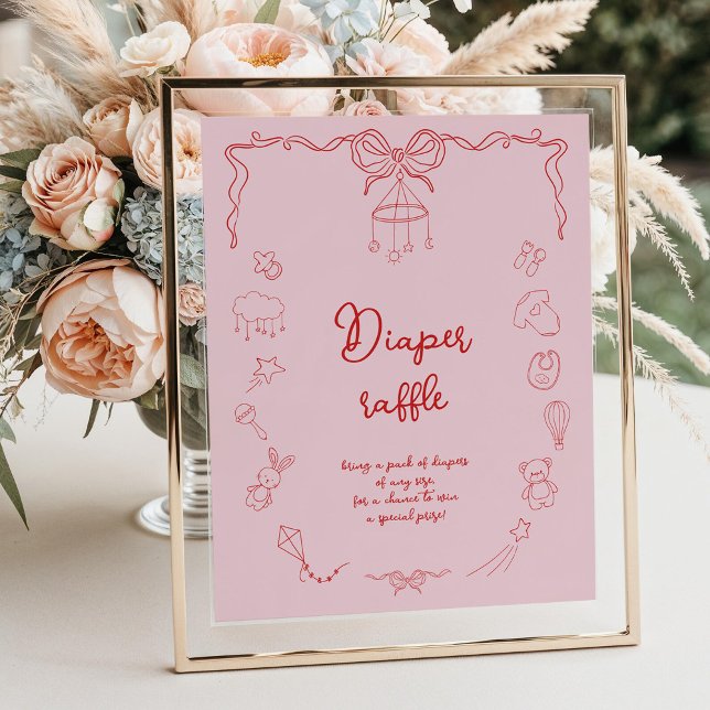 Handgeschriebene Babyparty, Mädchenwindel-Raffle Poster (Von Creator hochgeladen)