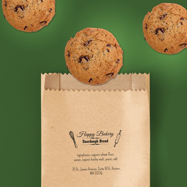 Handgeschriebene Bäckerei Business Ingredients Ele Gummistempel (Handwritten Bakery Business Ingredients Elegant Rubber Stamp)