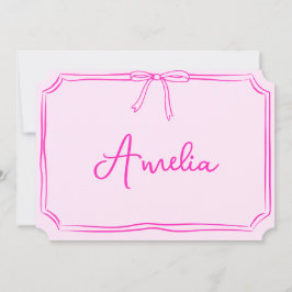 Handgeschriebene, benutzerdefinierte rosa Bow-Ästh Einladung