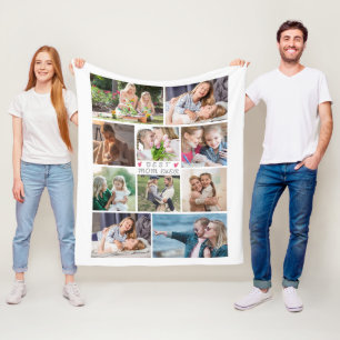 Handgeschriebene BEST MAMA EVER 10 FotoCollage Whi Fleecedecke