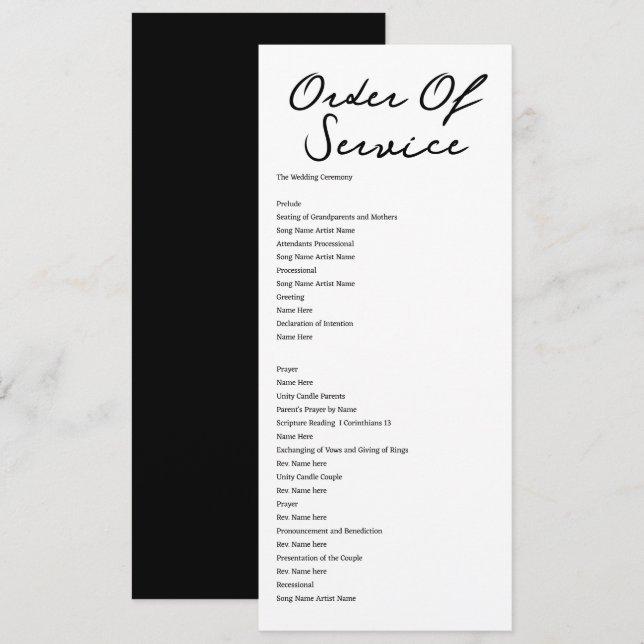 Handgeschriebene Bestellung der Service Wedding Ca Einladung (Vorne/Hinten)