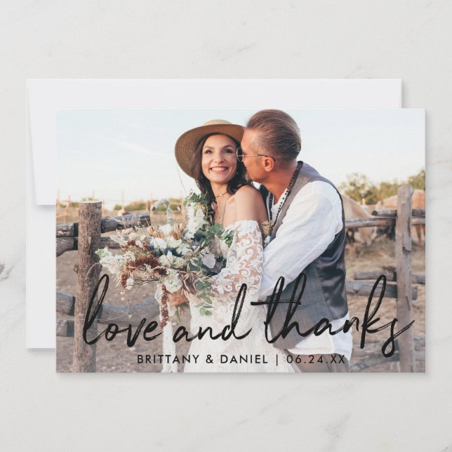 Handgeschriebene Black Script-Liebe und Danke Hoch (Vorderseite)