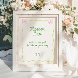 Handgeschriebene Blume-Bar in grünem Rosa Rahmen Poster