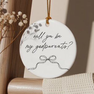 Handgeschriebene Bogen-Anfrage für Pateneltern Keramik Ornament