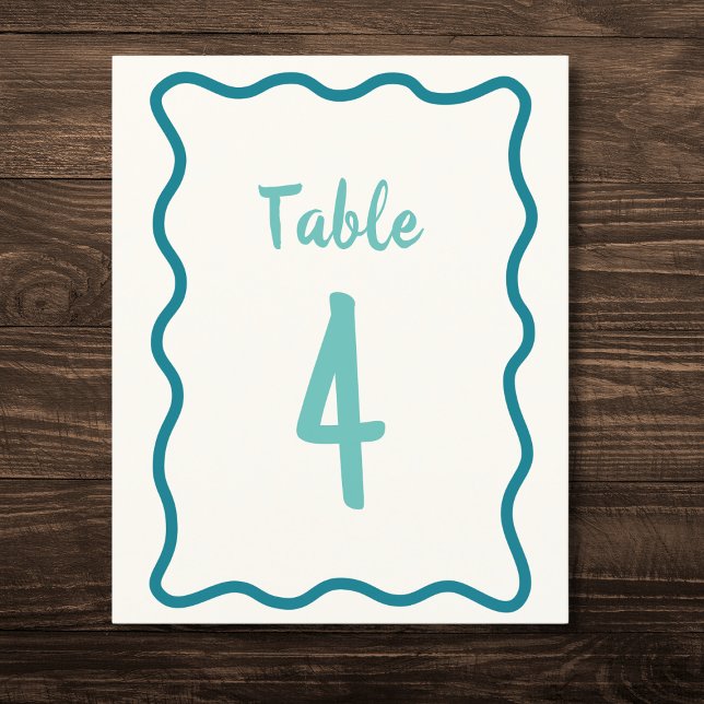 Handgeschriebene Bold Wavy Border Wedding Tischnum (Von Creator hochgeladen)