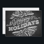 Handgeschriebene Chalkboard Happy Holidays 12x18 C Feiertagskarte<br><div class="desc">Holiday greetings (here "Happy Holidays") are displayed on this unique and trendy chalkboard style Christmas card. The handwritten typography looks like chalk on blackboard, the chalky Christmas bildliche Elemente (pine Zweige, berries) are arranged in a decorative circle pattern. You can customize the back with your own names and message. With...</div>