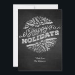 Handgeschriebene Chalkboard Happy Holidays 12x18 C Feiertagskarte<br><div class="desc">Die Weihnachtsgrüße (hier "Happy Holidays") werden auf dieser einzigartigen und trendigen Weihnachtskarte im Chalkboard-Stil präsentiert. Die handgeschriebene Typografie sieht aus wie Kreide an der Tafel, die kalkigen Weihnachtsbilder (Kiefernäste, Beeren) sind in einem dekorativen Kreismuster angeordnet. Sie können die Rückseite mit Ihren eigenen Namen und Nachrichten anpassen. Verfügbar mit passenden Produkten....</div>