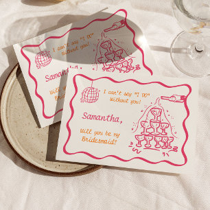 Handgeschriebene Champagner-Turm-Brautjungfer-Einl Einladung