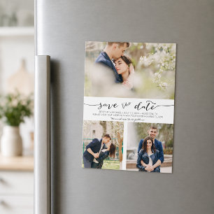 Handgeschriebene Collage Save-the-Date-Magnet Magnetkarte