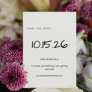 Handgeschriebene einfache minimalistische schwarze save the date
