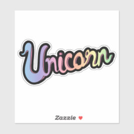 Handgeschriebene Einhornkalligraphie Aufkleber