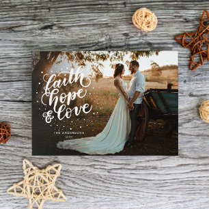 Handgeschriebene Faith, Hope, and Love Foto Feiertagskarte