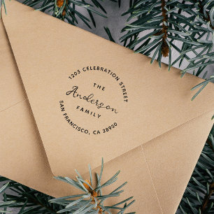 Handgeschriebene Familienname Runde Rücksendeadres Permastempel